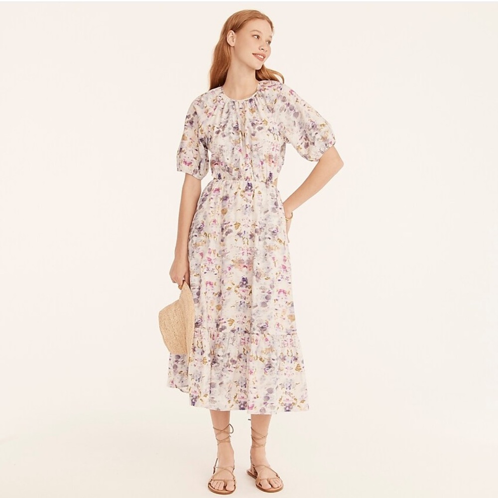 J Crew Floral Print Midi Dress